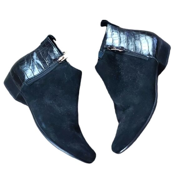 Nordstrom Munro Suede & Leather Ankle Black Bootie - Picture 1 of 5